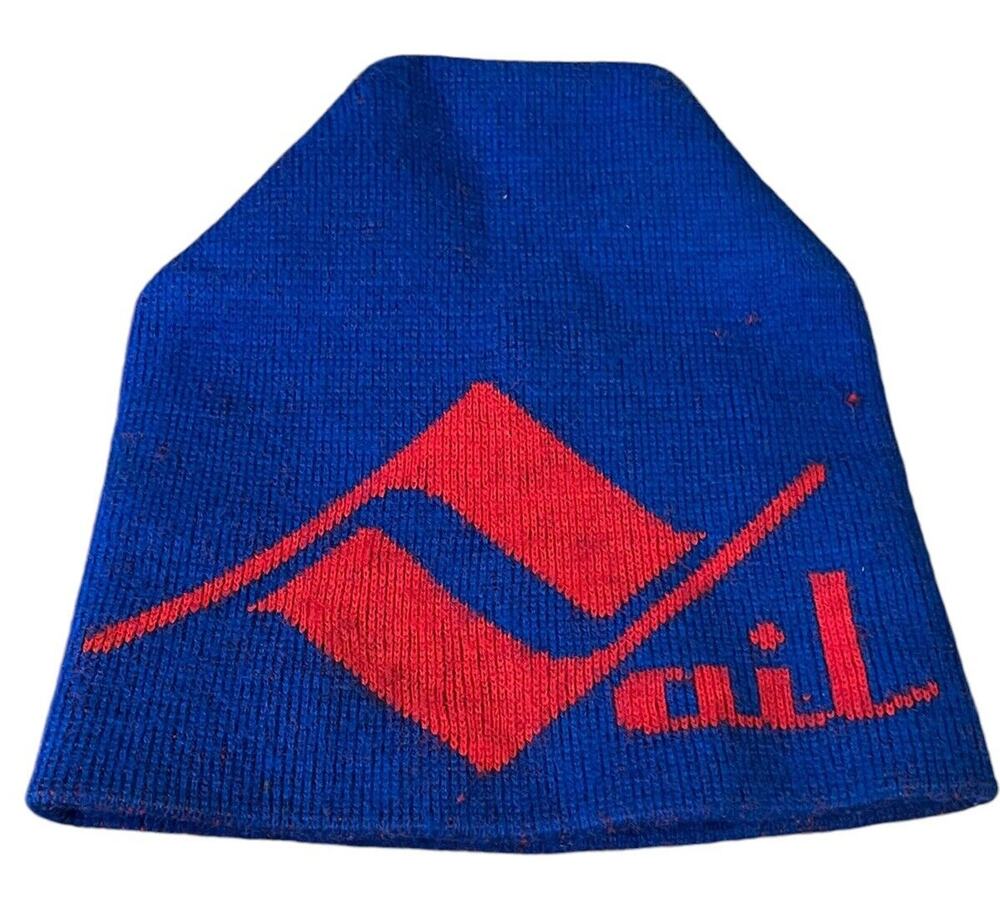 VTG Vail Colorado Beanie Hat Knit Winter Orlon Souvenir Ski Country Imports Blue